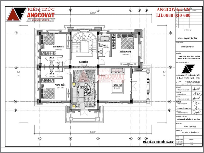 Bản vẽ thiết kế nhà bao nhiêu tiền – Mặt bằng tầng 2 mẫu số 7