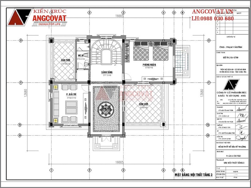 Bản vẽ thiết kế nhà bao nhiêu tiền – Mặt bằng tầng 3 mẫu số 7