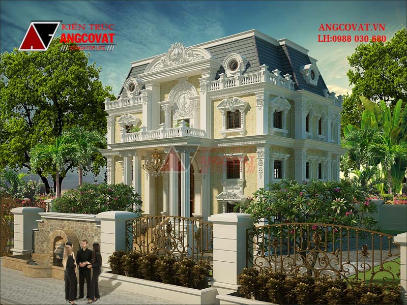 Thiết kế biệt thự sân vườn kiểu Pháp diện tích 340m2 được xây dựng tại Quảng Ninh