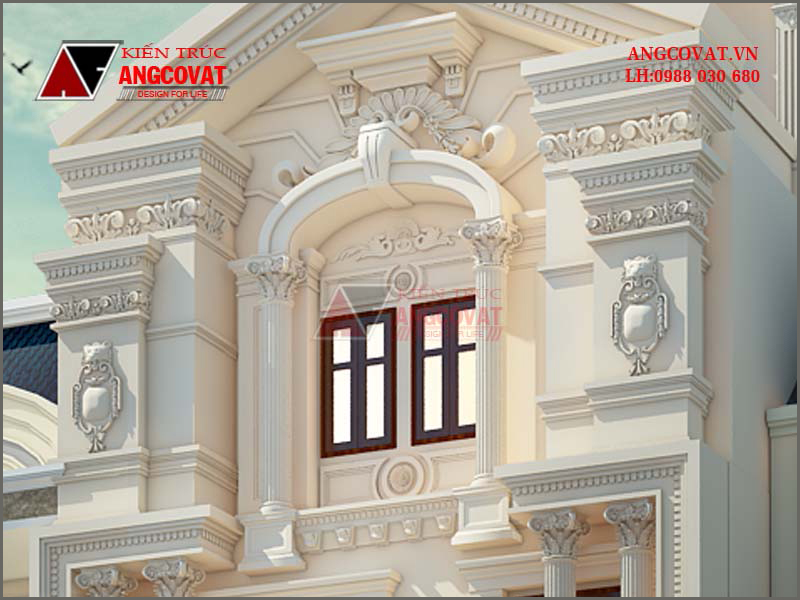 Tạo hình khu vực của sổ của mẫu thiết kế kiến trúc cổ điển 5 tầng diện tích 160m2