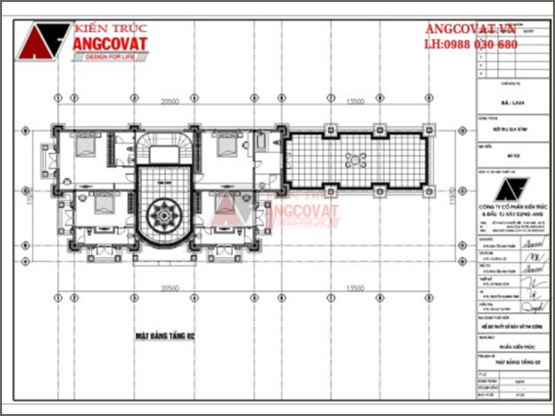 Mặt bằng tầng 2: mẫu thiết kế kiến trúc cổ điển 2 tầng diện tích 300m2 hấp dẫn
