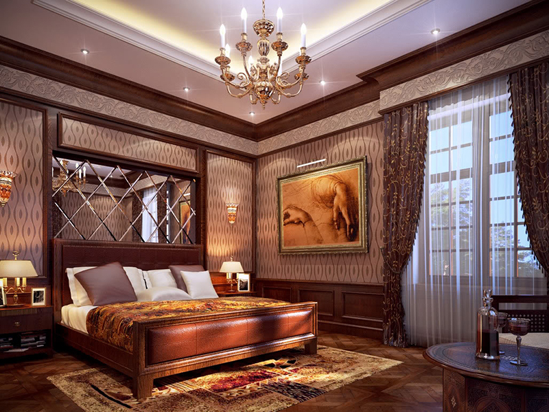 Thiết kế phòng ngủ master tân cổ điển với màu ấm áp dễ chịu