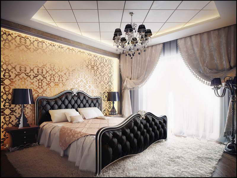 Phòng ngủ master tân cổ điển được thiết kế với vật dụng và mà sắc độc đáo