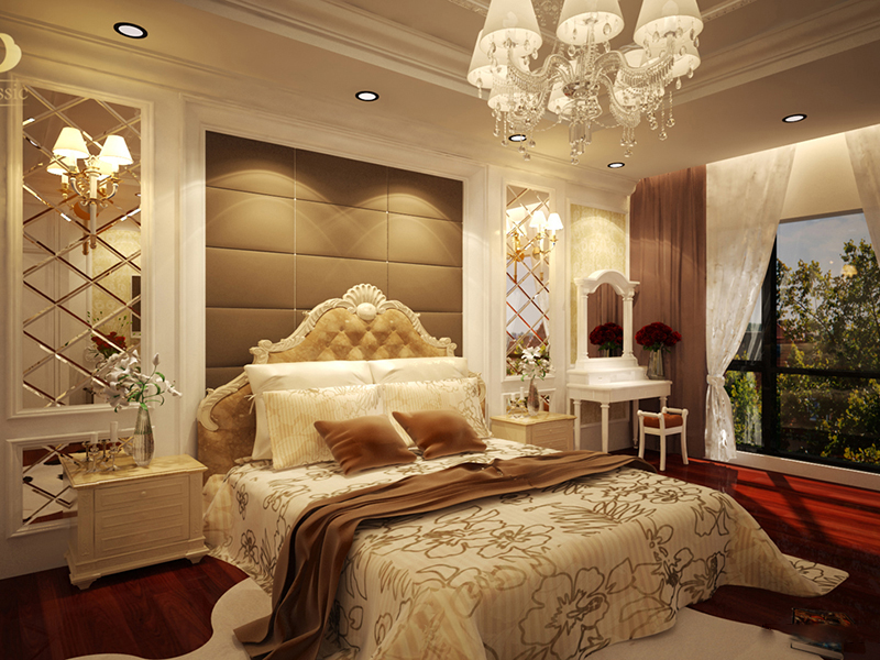 Thiết kế phòng ngủ master tân cổ điển với gam màu nhẹ nhàng và trang nhã