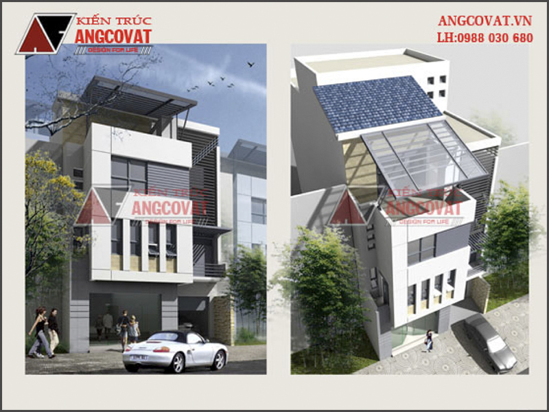 Hình ảnh phố cảnh: Thiết kế nhà 3 tầng rưỡi kích thước 7x20m tại Thái Bình