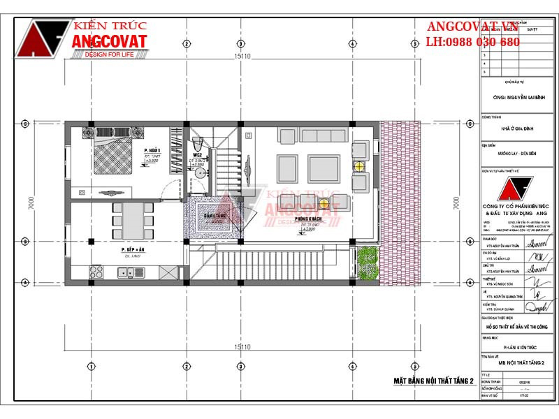  Phương án bố trí nội thất tầng 2 cho mặt tiền nhà phố mái ngói 3 phòng ngủ diện tích 100m2