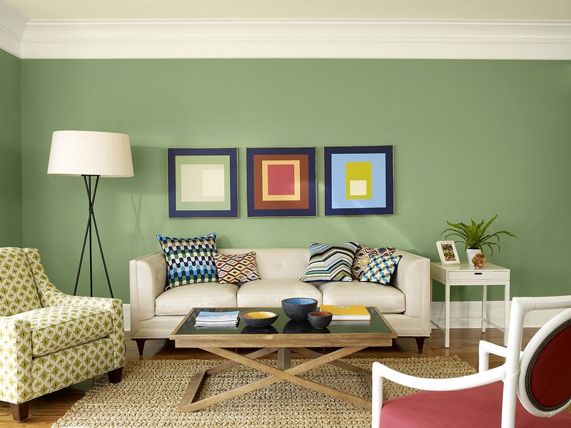 trang trí phòng khách màu xanh lá cây đẹp độc đáo