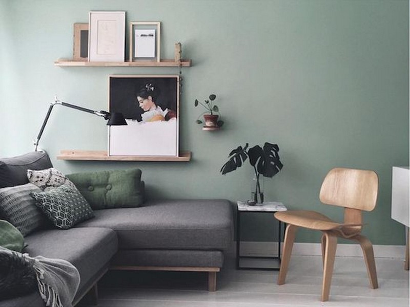 trang trí phòng khách màu xanh lá cây đơn giản mà đẹp