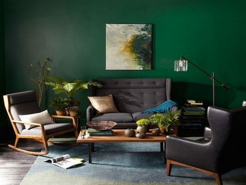 trang trí phòng khách màu xanh lá cây đẹp