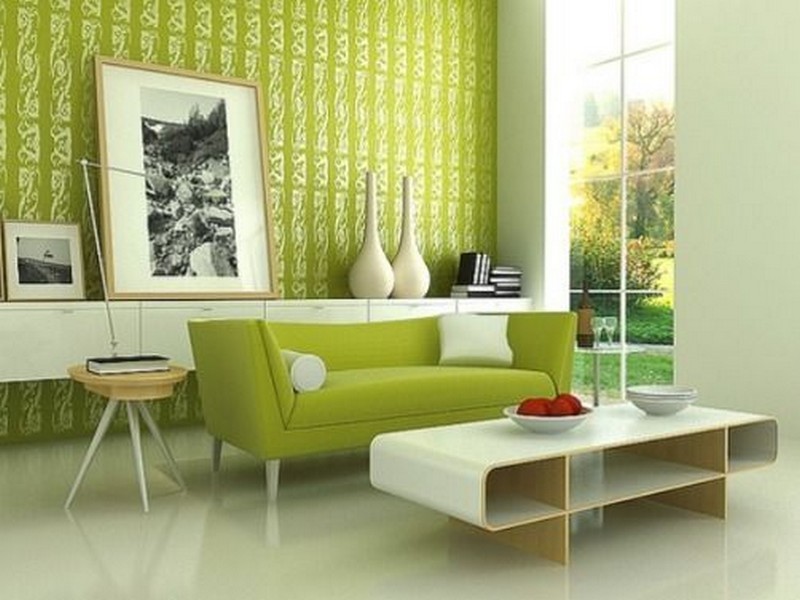 trang trí phòng khách màu xanh độc đáo hiện đại