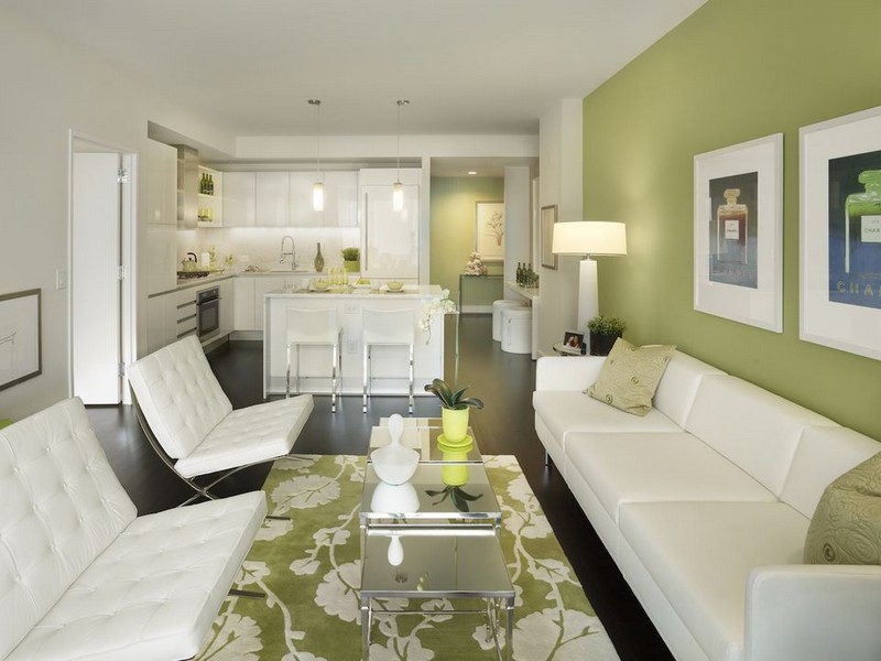 trang trí phòng khách màu xanh lá cây đơn giản mà đẹp