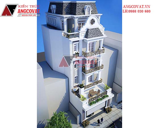 Mẫu thiết kế nhà phố mặt tiền 8m 160m2 phong cách cổ điển đẹp tại Hà Nội