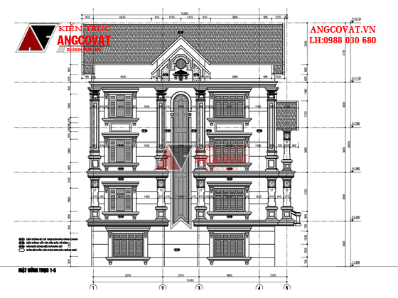 Thiết kế biệt thự cổ điển pháp 4 tầng 140m2 10