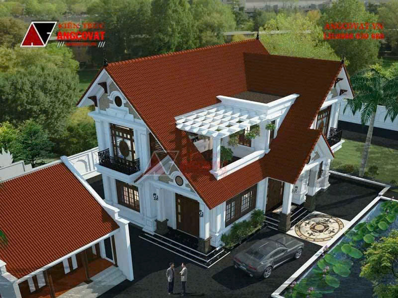 Mẫu nhà thờ diện tích 50m2 và biệt thự 2 tầng mái thái đẹp ở quê