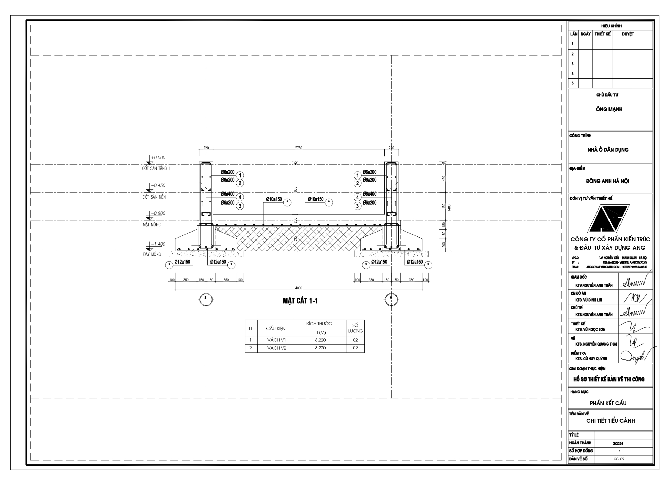 bản vẽ kết cấu móng băng nhà 1 tầng tại Đông Anh 