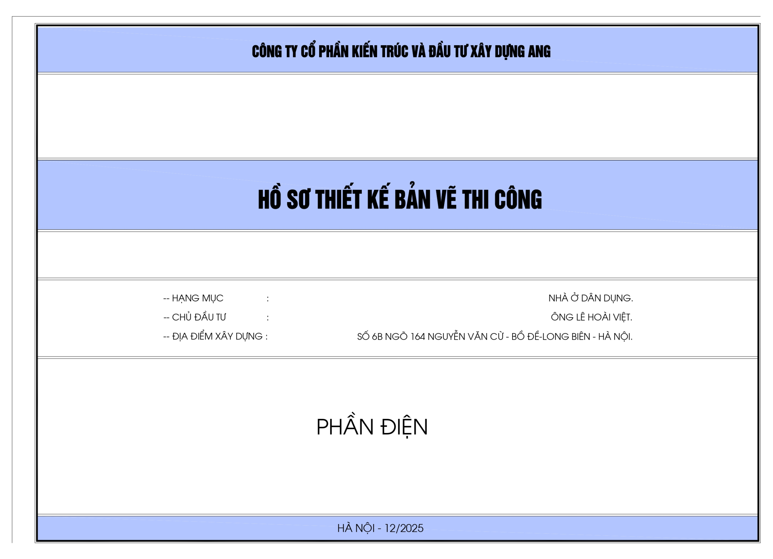 Trọn bộ Bản vẽ điện nước nhà 6 tầng