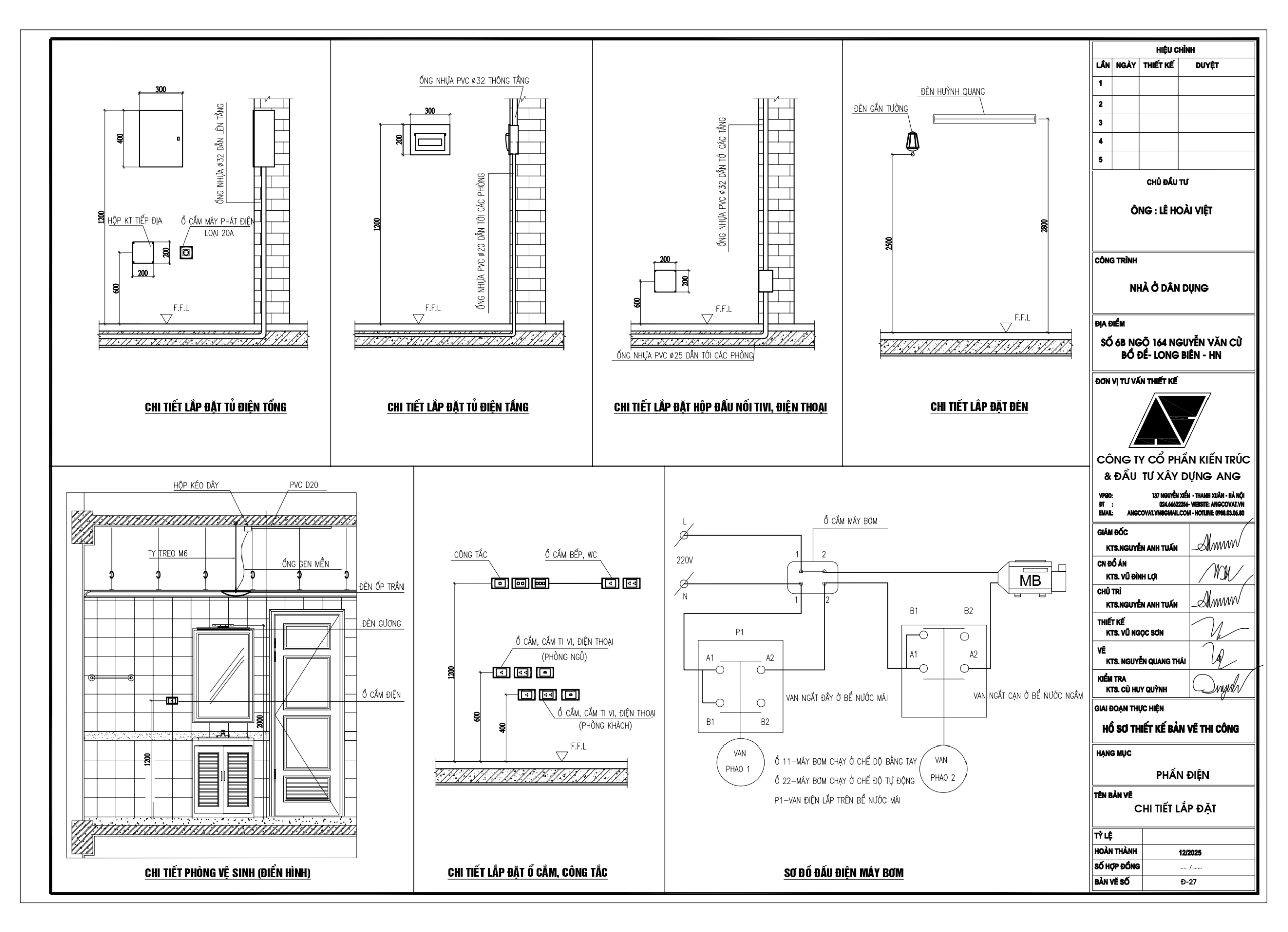 Thiết kê bản vẽ thi công phần điện nhà phố 6 tầng 