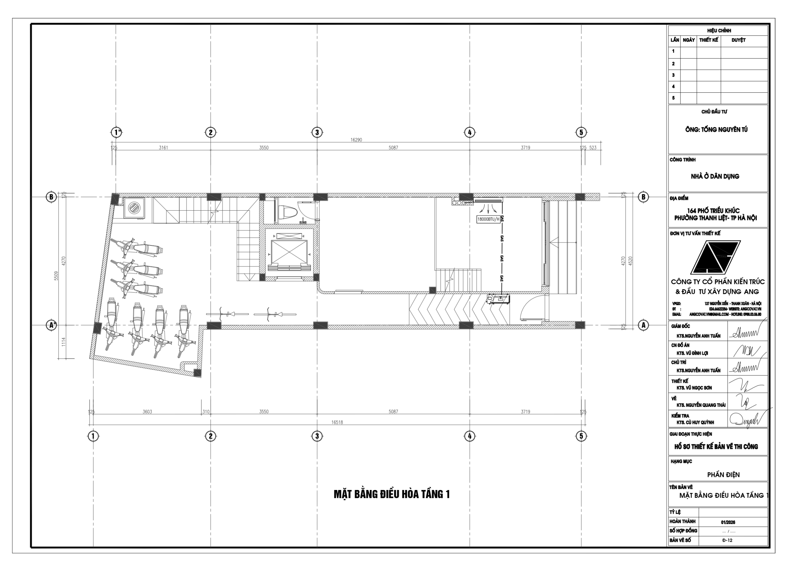 Bản vẽ điện nước nhà phố 5 tầng 1 tum kích thước 4.5x16m