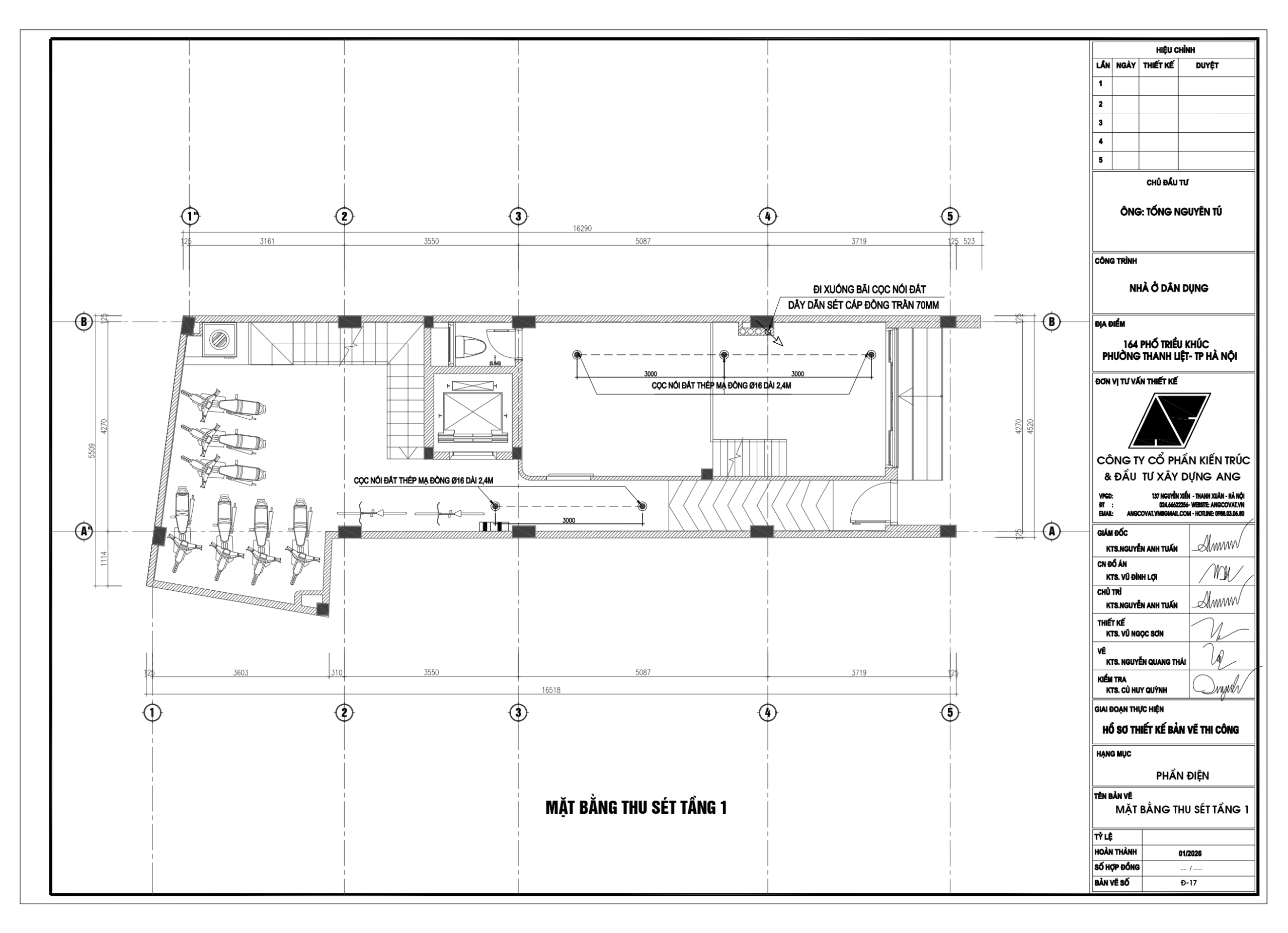 Bản vẽ điện nước nhà phố 5 tầng 1 tum kích thước 4.5x16m
