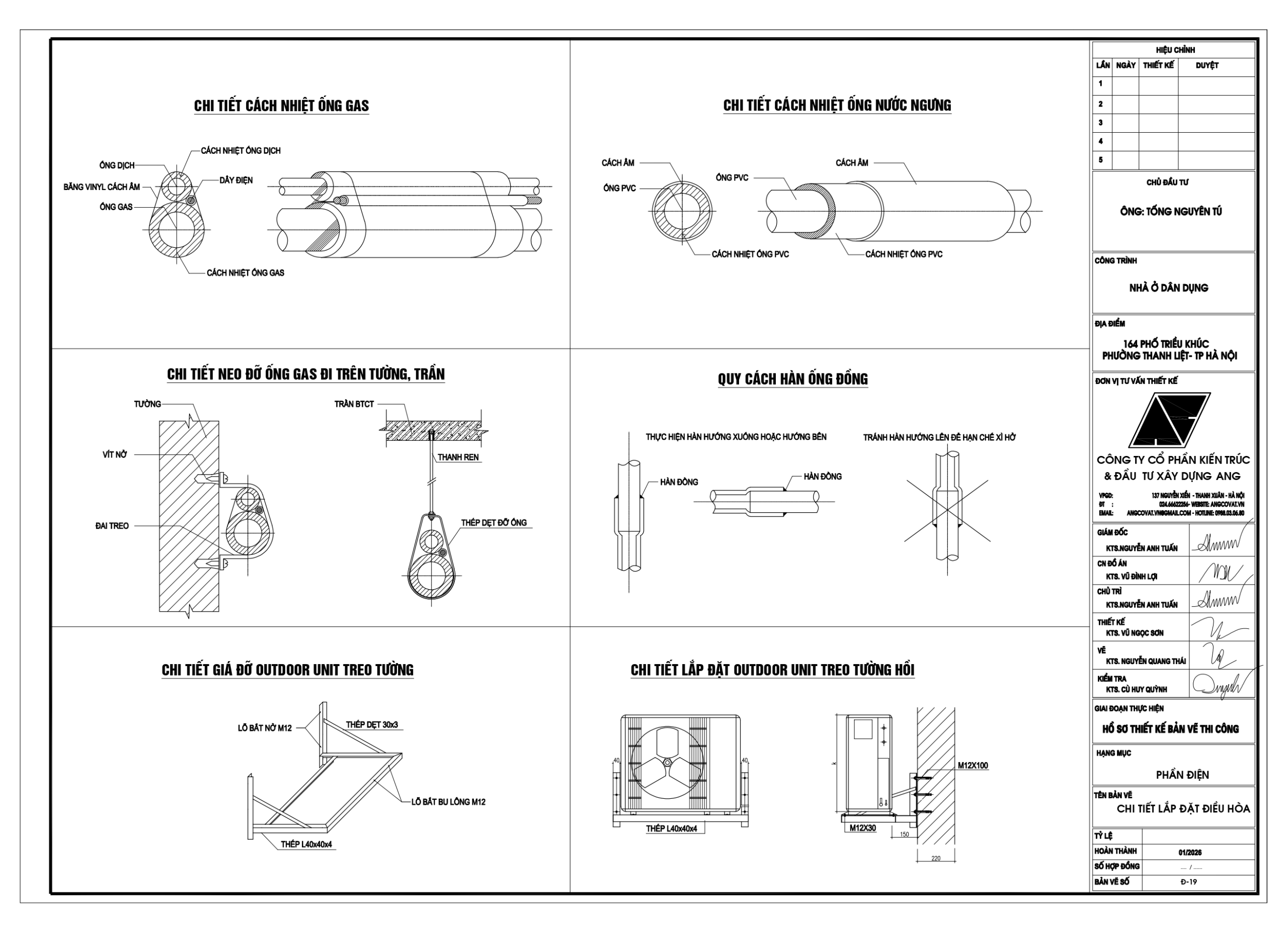 Bả vẽ chi tiết lắp đặt điều hòa nhà phố 5 tầng 1 tum tại hà nội