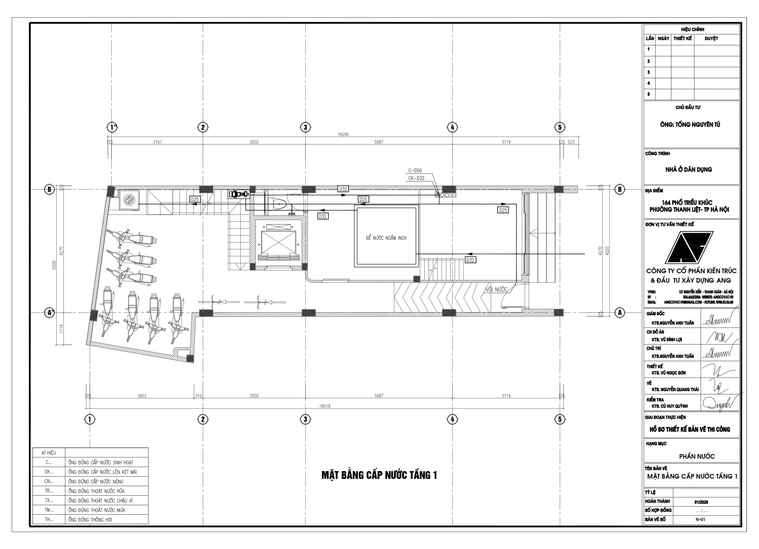 Mặt bằng cấp nước tầng 1