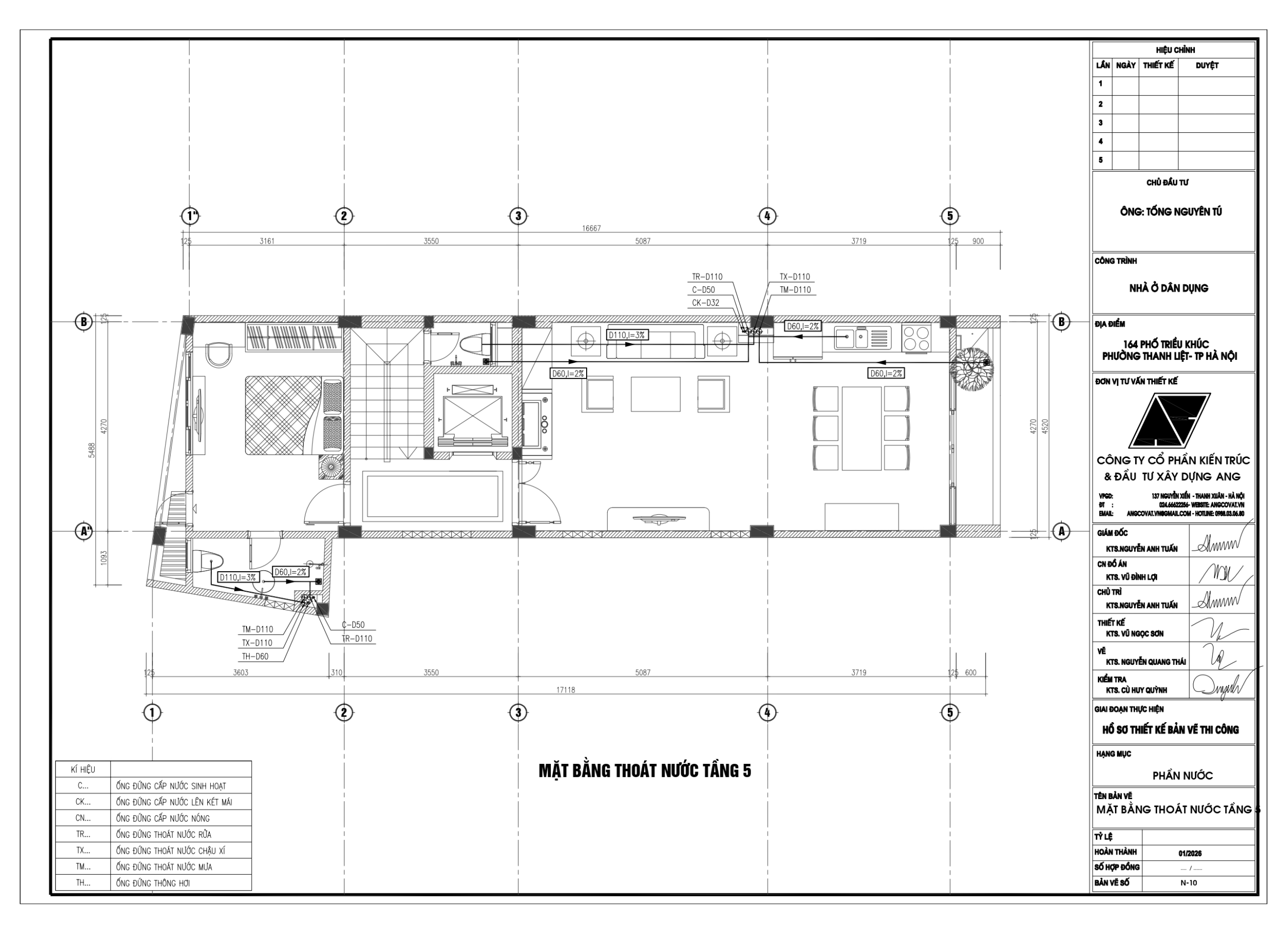 Mặt bằng thoát nước tầng 5
