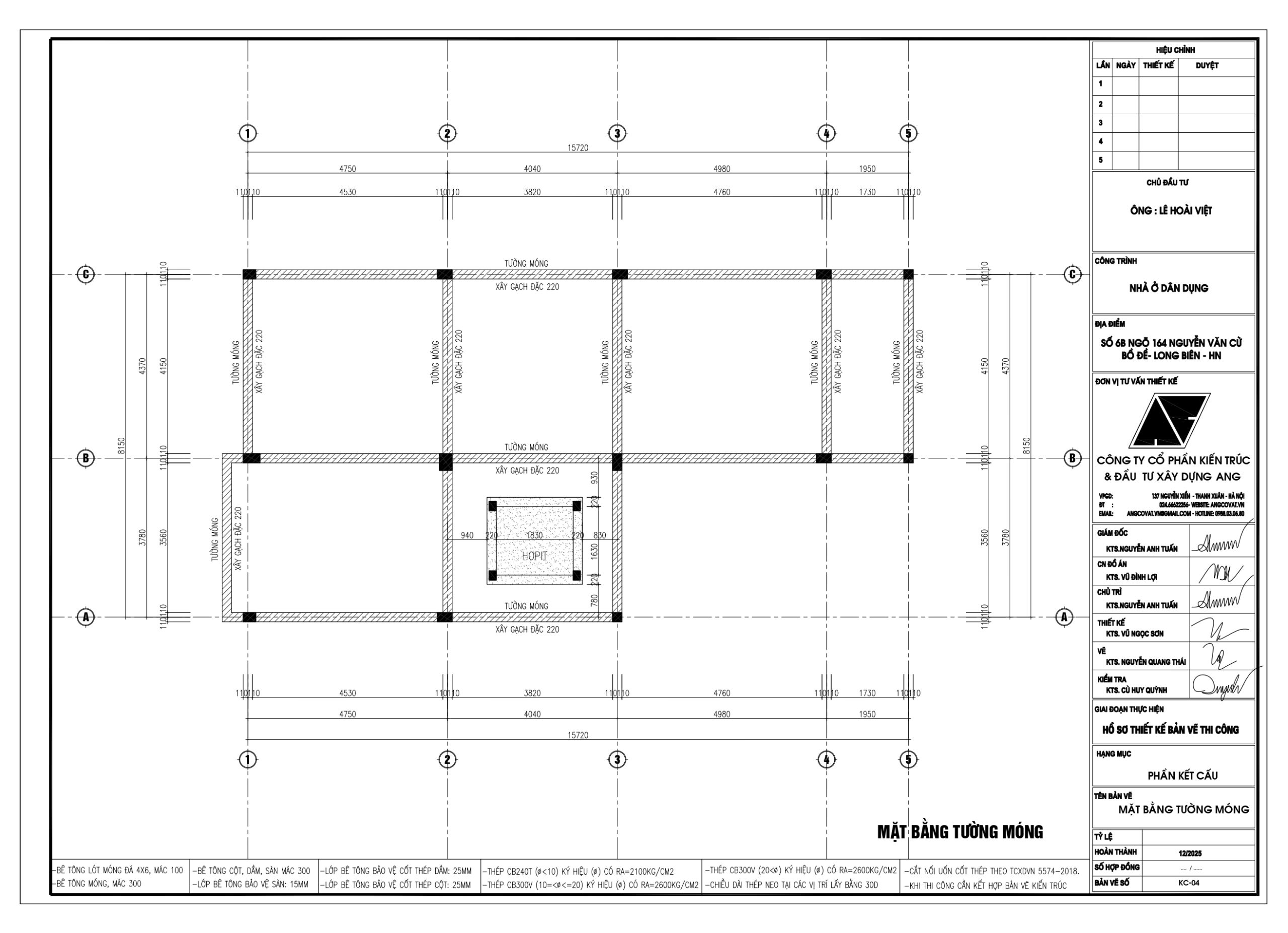 bản vẽ móng ép cọc nhà phố 5 tầng 100m2 có thang máy