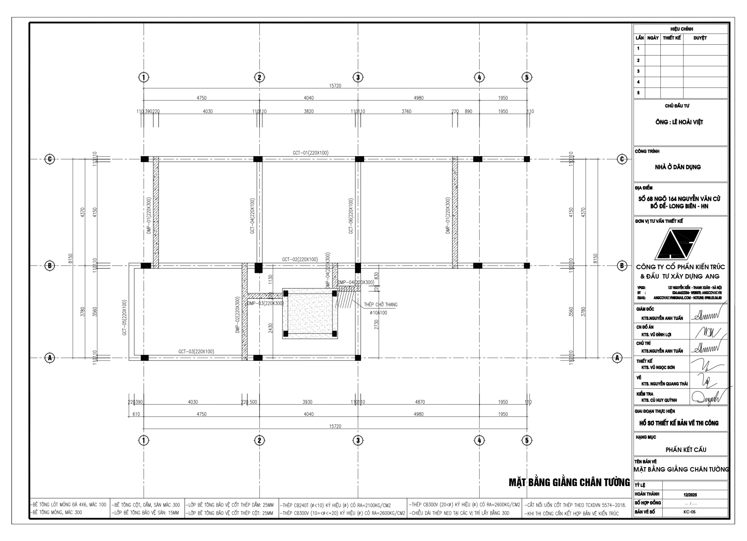 bản vẽ móng ép cọc nhà phố 5 tầng 100m2 có thang máy