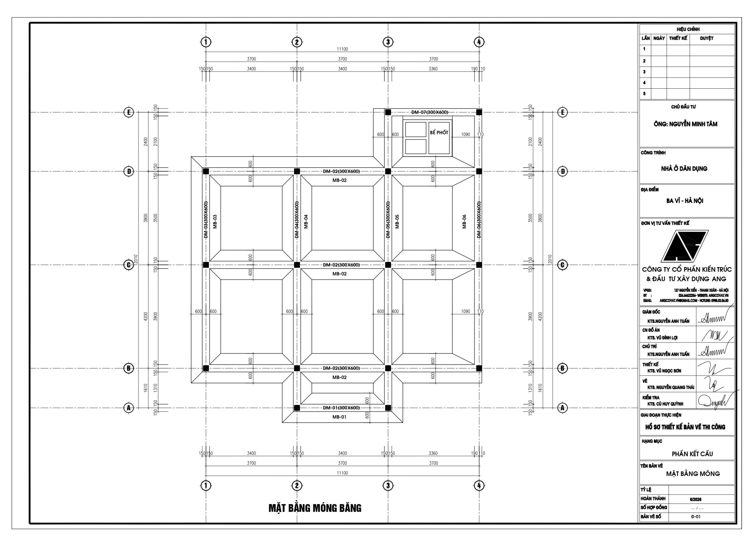 Chi phí làm móng băng nhà 2 tầng hết bao nhiêu? Bản vẽ kết cấu móng nhà 120m2
