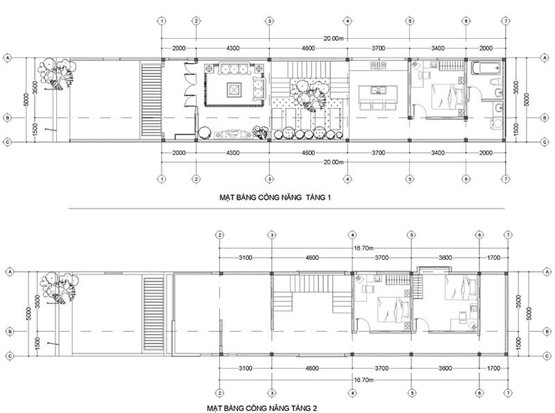 Bản vẽ mặt bằng nhà 5z14 3 phòng ngủ 2 tầng 