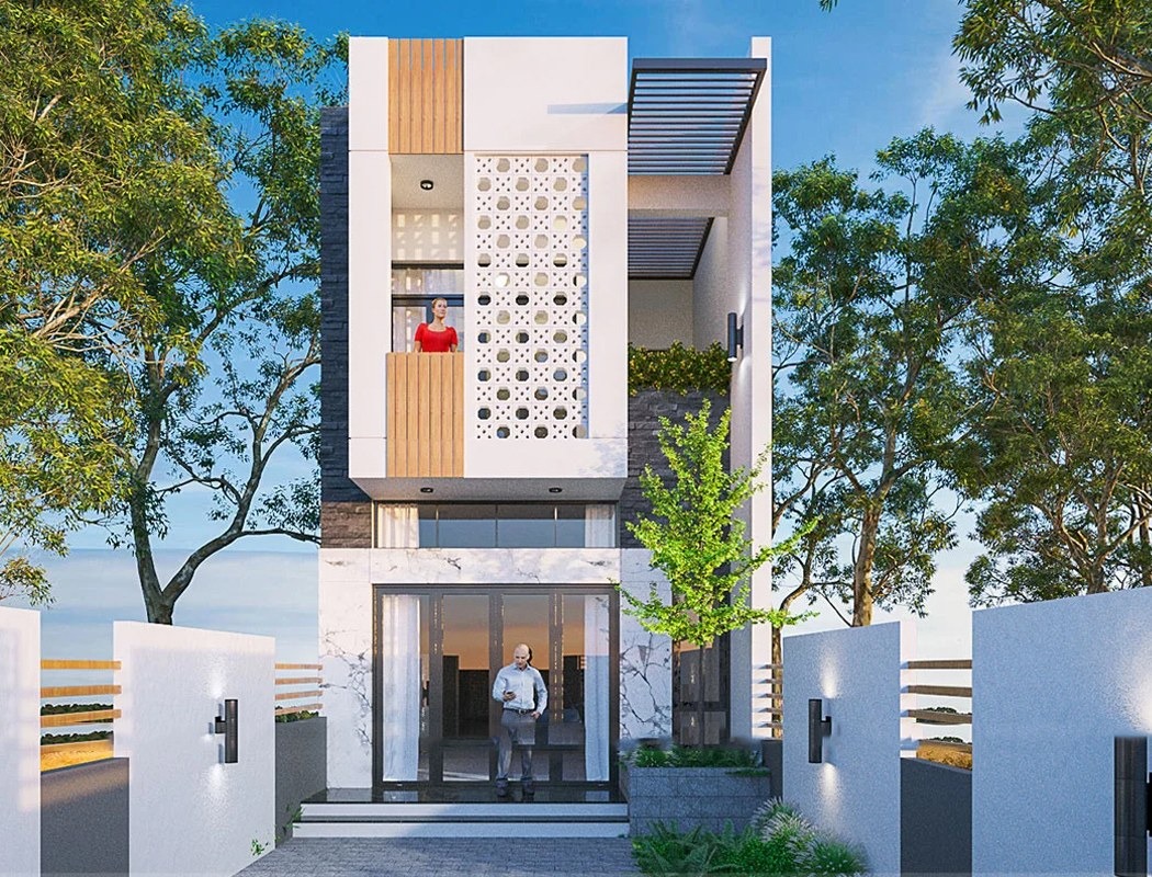 Trang trí mặt tiền đẹp cho nhà 5x14 3 phòng ngủ hướng Tây 