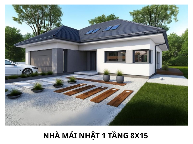 nhà mái nhật 1 tầng 8x15 