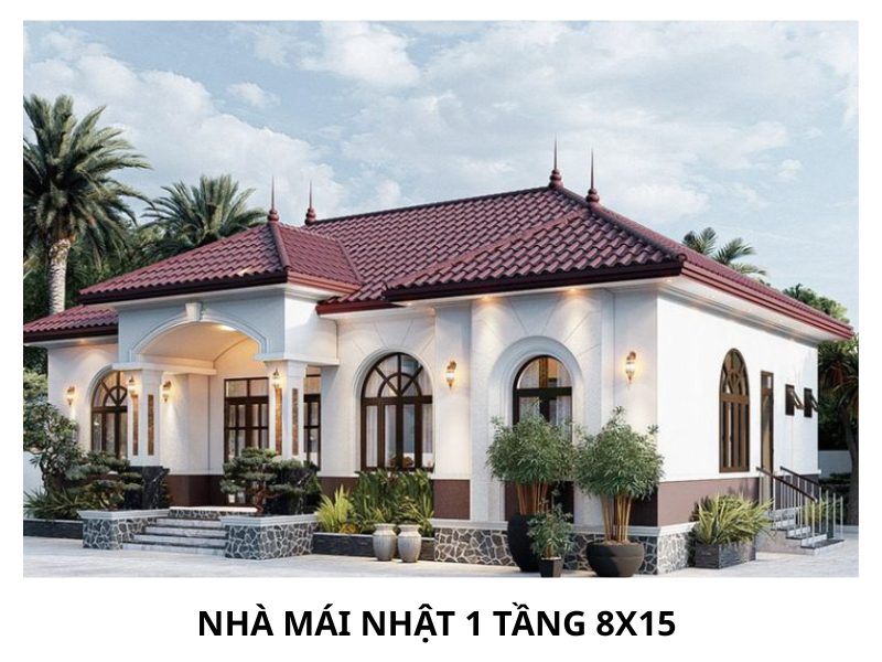 nhà mái nhật 1 tầng 8x15 