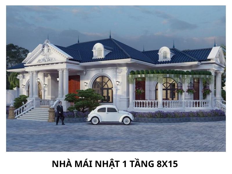 nhà mái nhật 1 tầng 8x15 