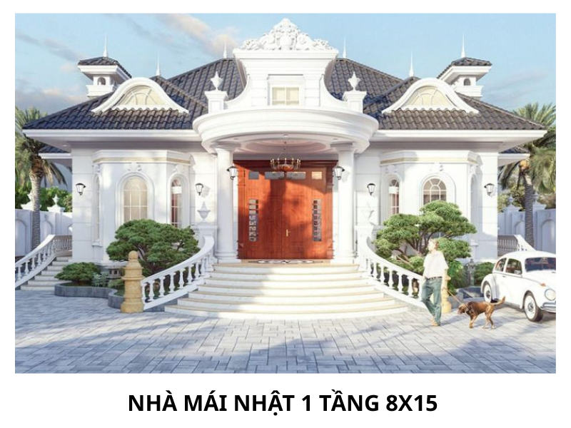 nhà mái nhật 1 tầng 8x15 