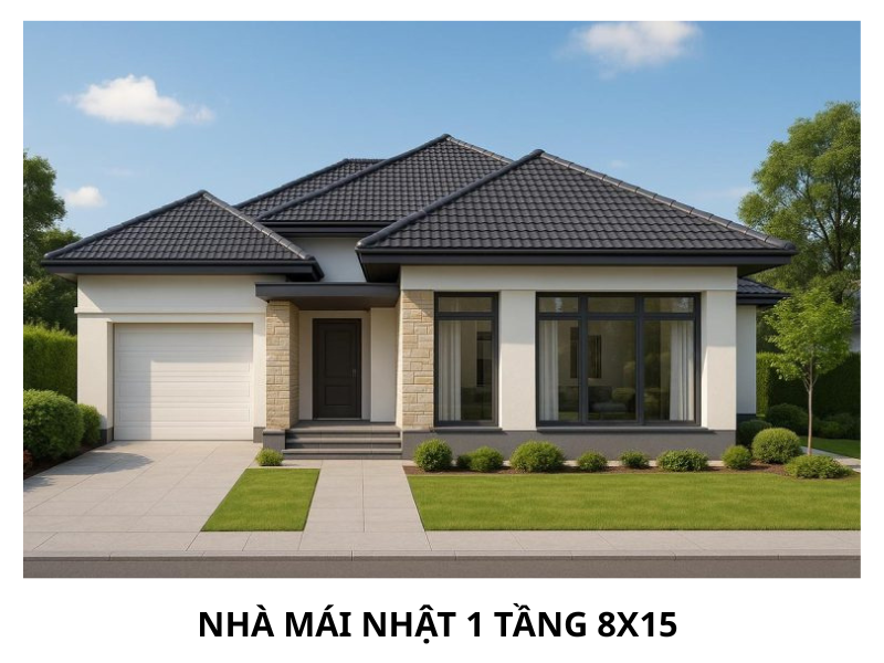 nhà mái nhật 1 tầng 8x15 