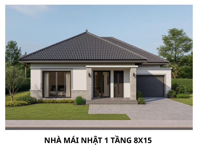 nhà mái nhật 1 tầng 8x15 
