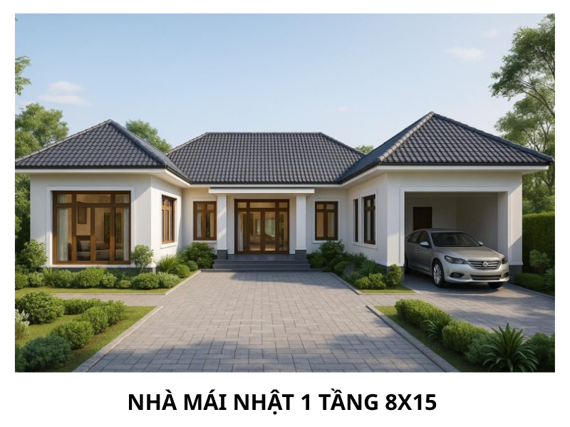 nhà mái nhật 1 tầng 8x15 
