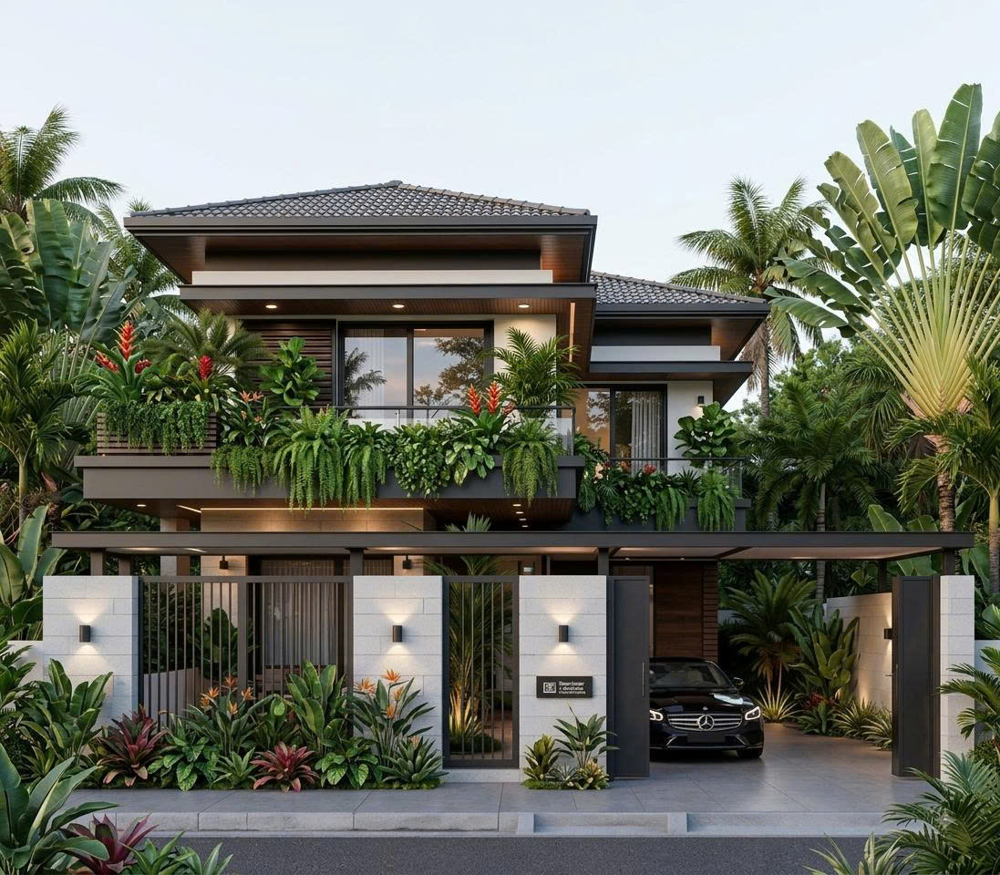 Mẫu nhà 8×15 hiện đại mái Nhật 2 tầng 4 phòng ngủ đẹp, tiện nghi và tối ưu chi phí