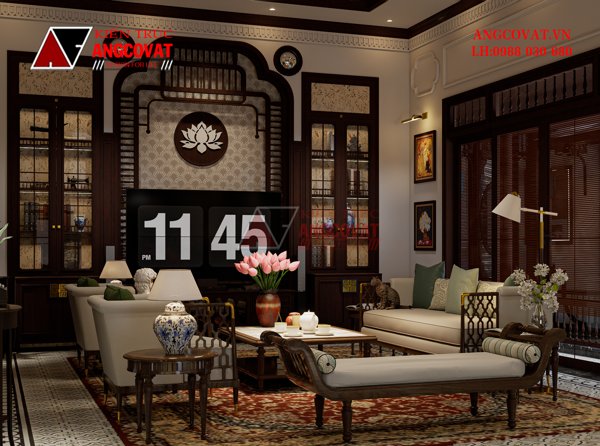 Thiết kế nội thất biệt thự Indochine 320m² – Tuyệt tác không gian sống Đông Dương NT1110826