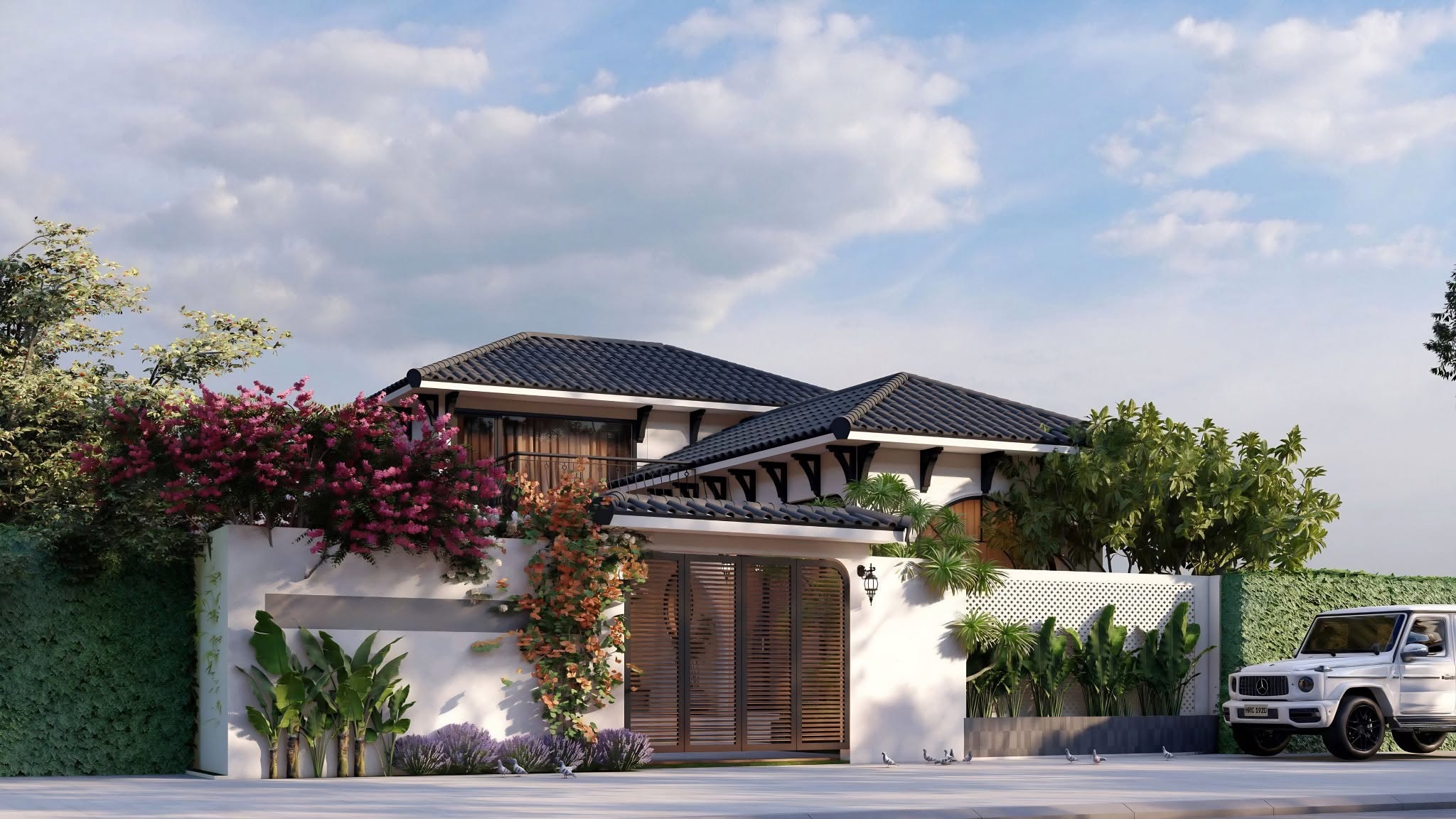 Nhà mái Nhật 1 trệt 1 lầu giật cấp 100m2