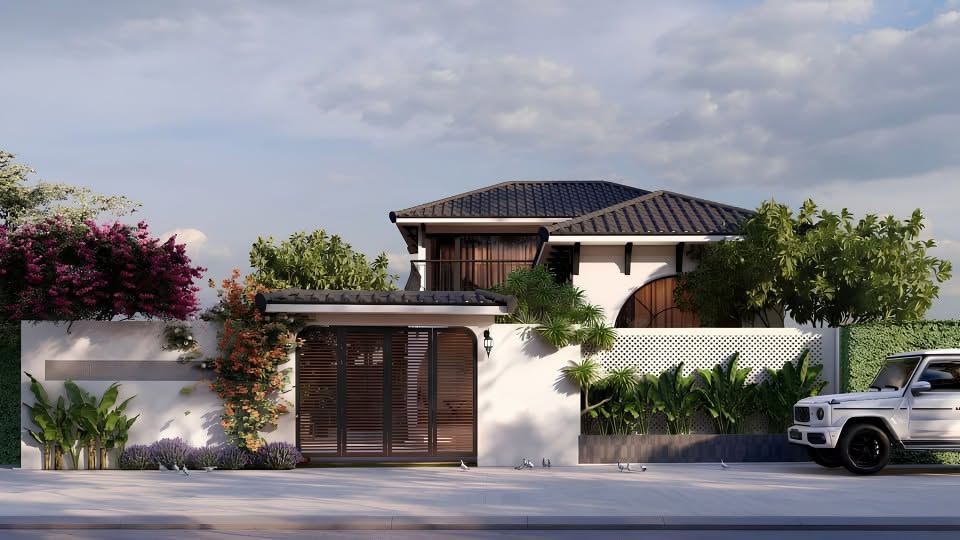 Nhà mái Nhật 1 trệt 1 lầu giật cấp 100m2