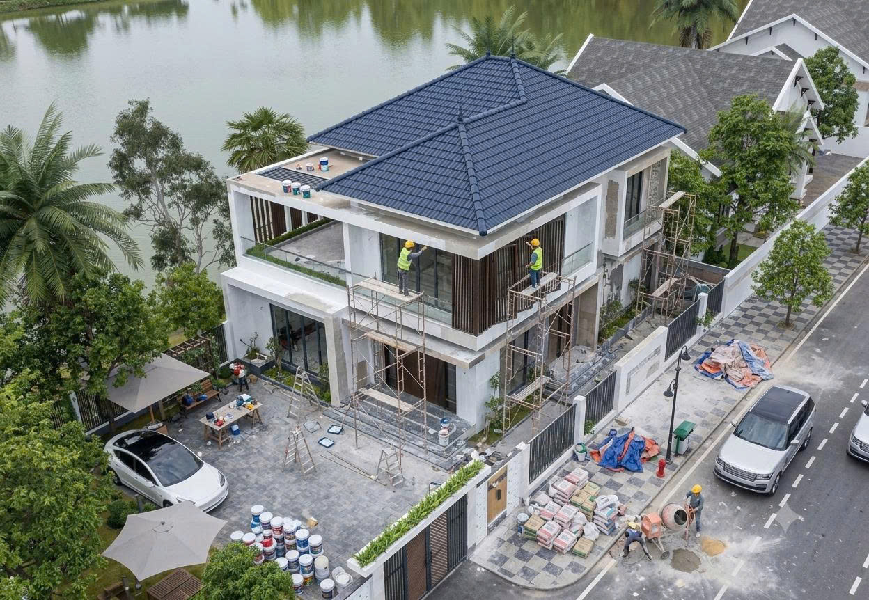 Nhà 14x10m 2 tầng thi công trọn gói tại Mỹ Đức – Đồng bộ từ thiết kế đến thực tế