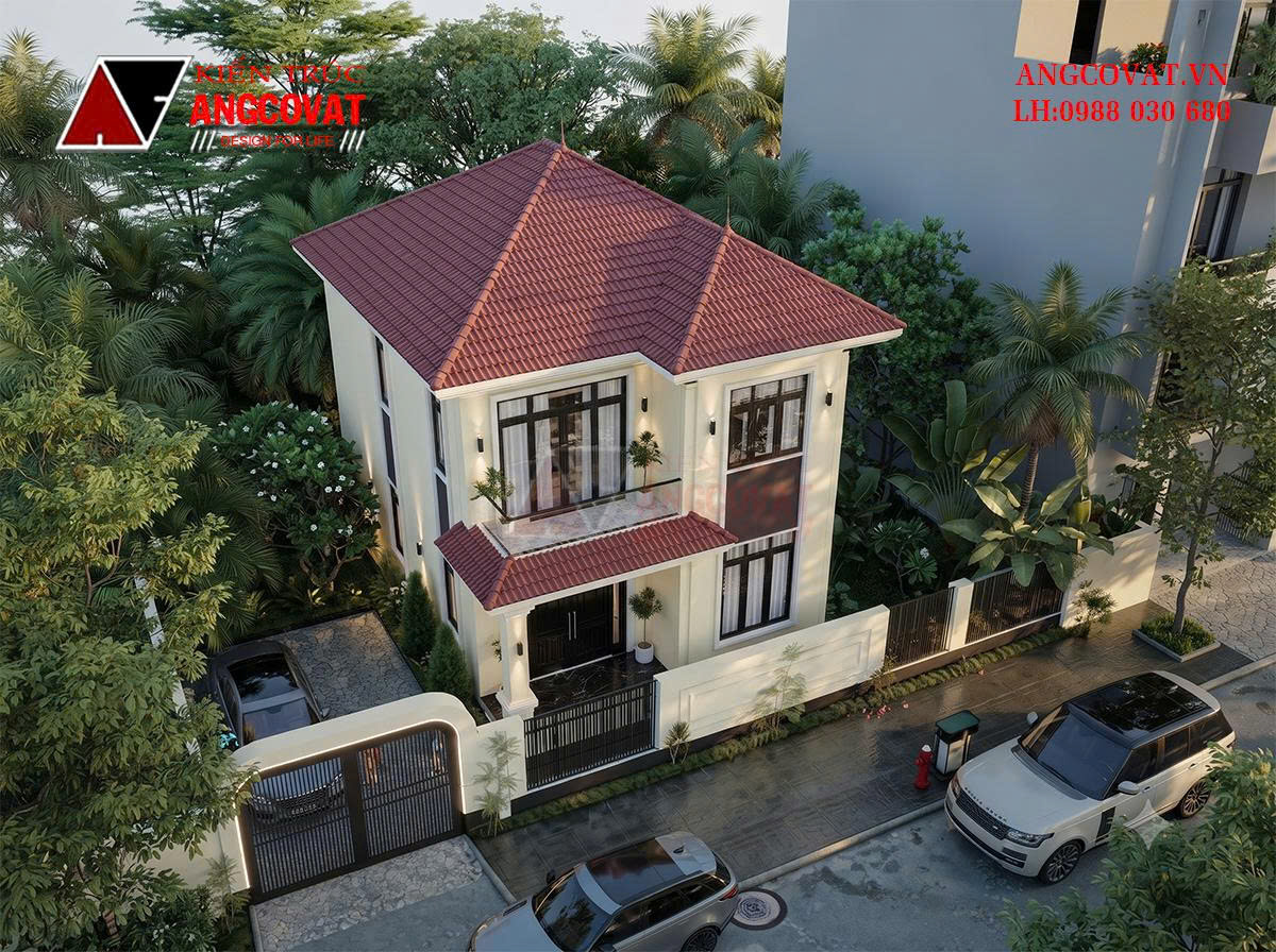 Phối cảnh 2 phương án thiết kế nhà 2 tầng 4 phòng ngủ 80m2 tuyệt đẹp