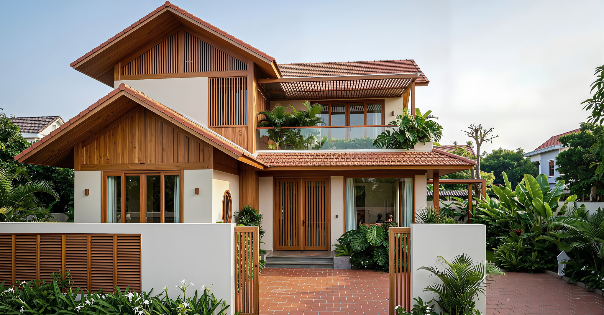 Thiết kế nhà gỗ 2 tầng mái thái 150m2 đẹp tại Hưng Yên
