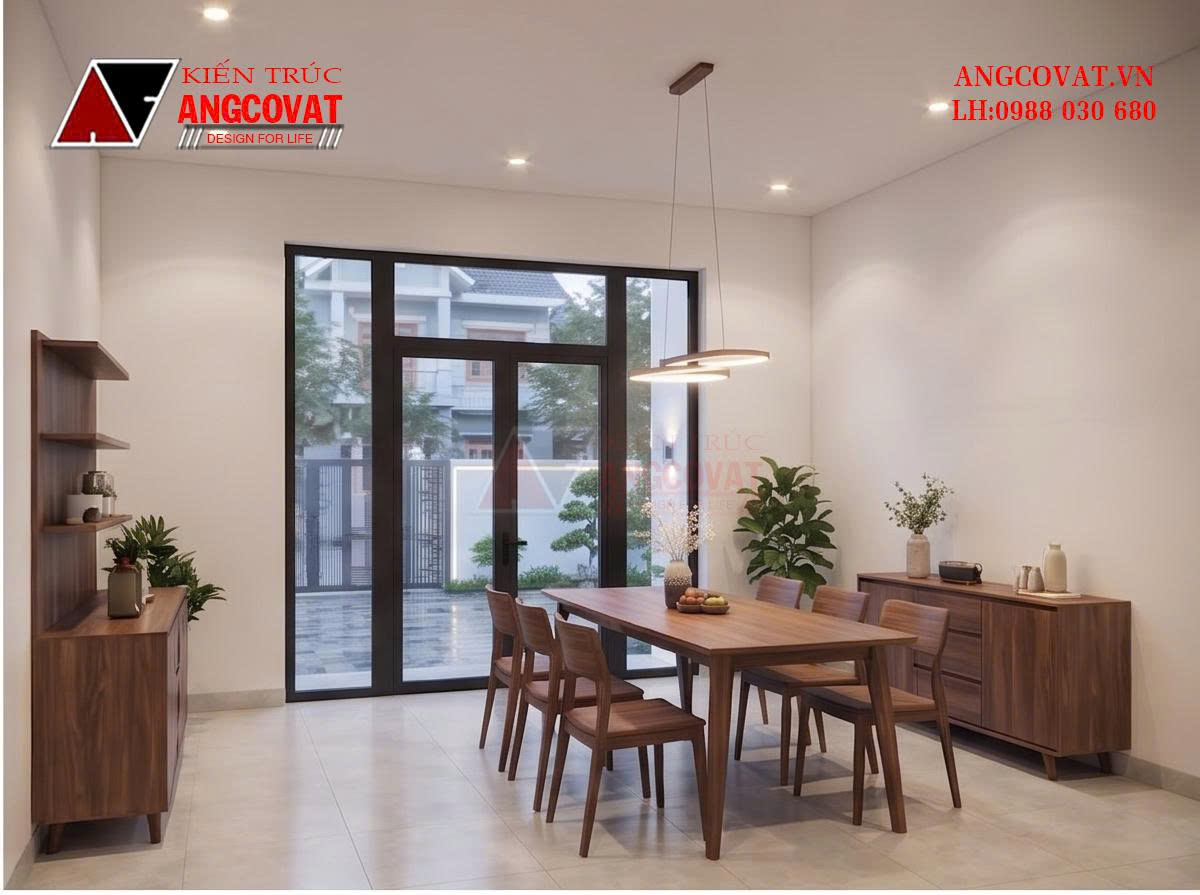 Thiết kế nhà mặt tiền 8m sâu 12m kiến trúc nhà cấp 4 gác lửng phong cách Bắc Âu