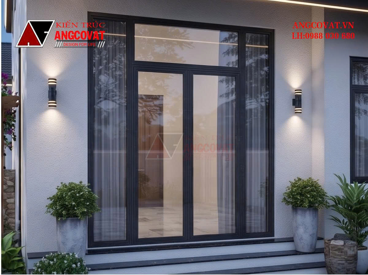 Thiết kế nhà mặt tiền 8m sâu 12m kiến trúc nhà cấp 4 gác lửng phong cách Bắc Âu