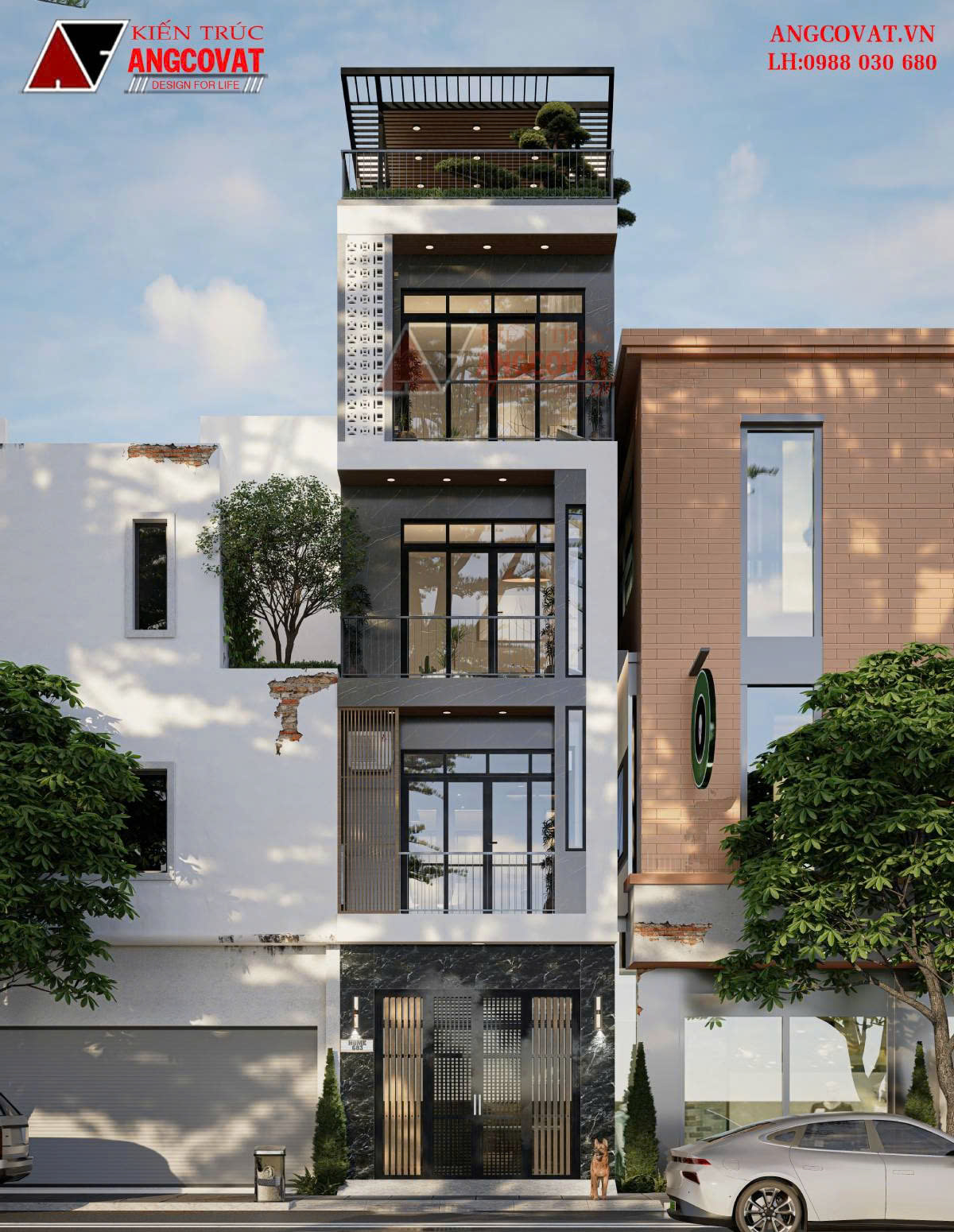 chi phí thiết kế thi công nhà 4x11 có thang máy