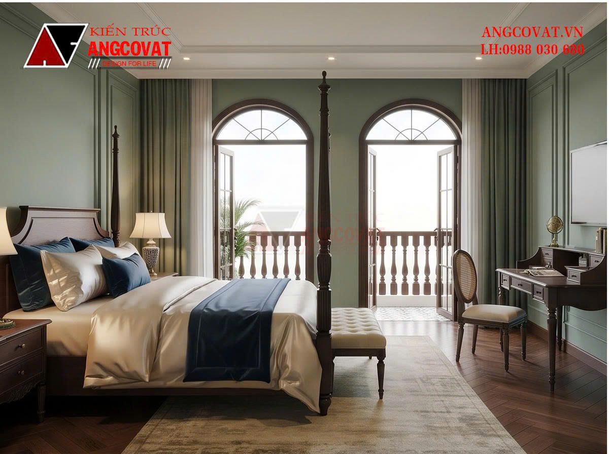 Thiết kế nhà phong cách indochine mặt tiền 7m – Vẻ đẹp hoài cổ sang trọng BT2290926