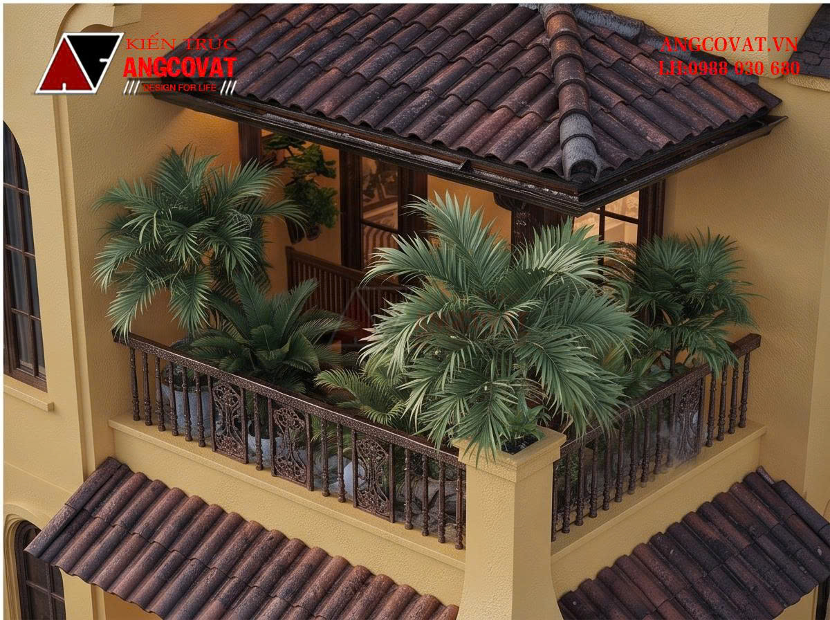 Thiết kế nhà phong cách indochine mặt tiền 7m – Vẻ đẹp hoài cổ sang trọng BT2290926